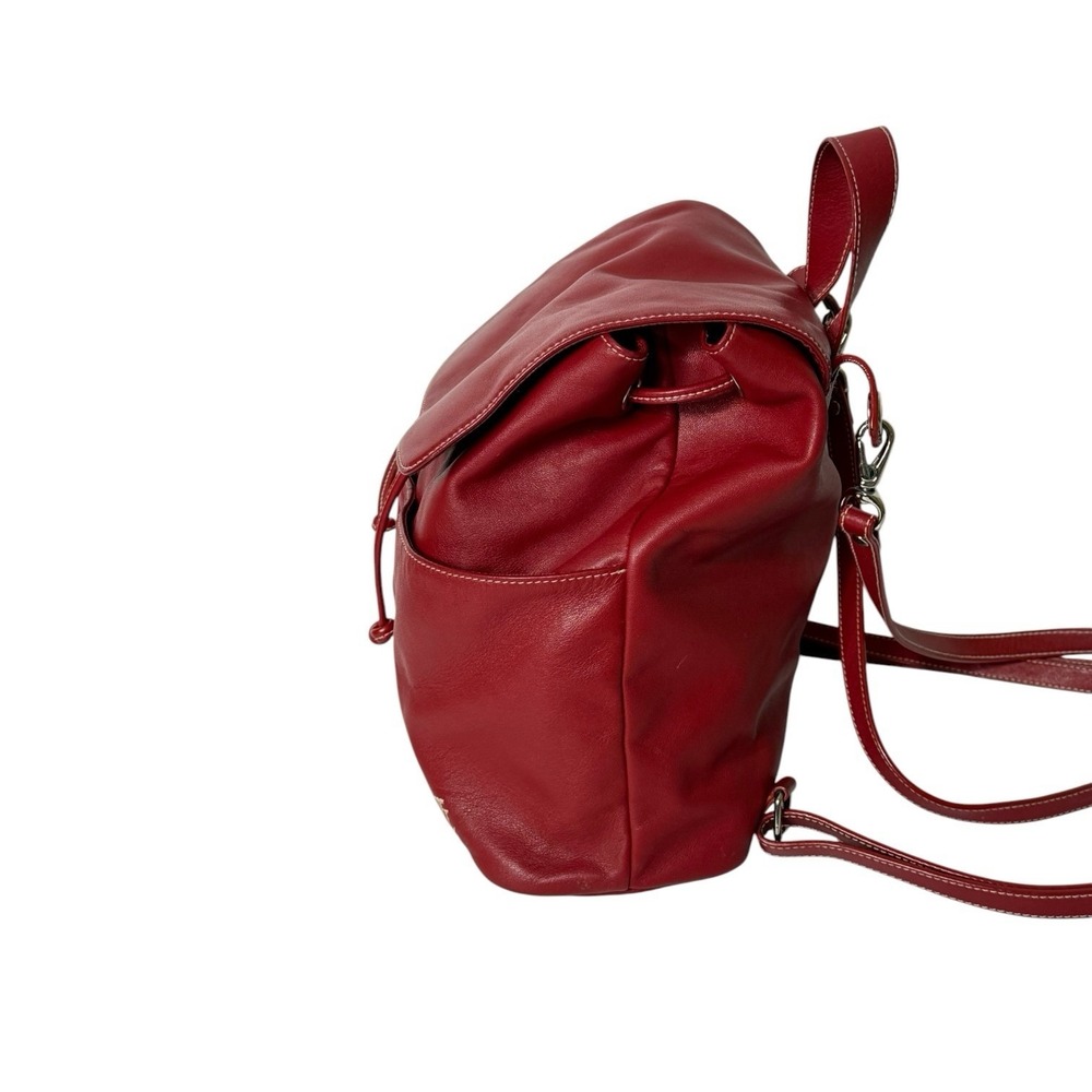 Lauren Ralph Lauren Red Backpack Shoulder Soft Leather Bag Pockets Adjustable - Picture 10 of 12